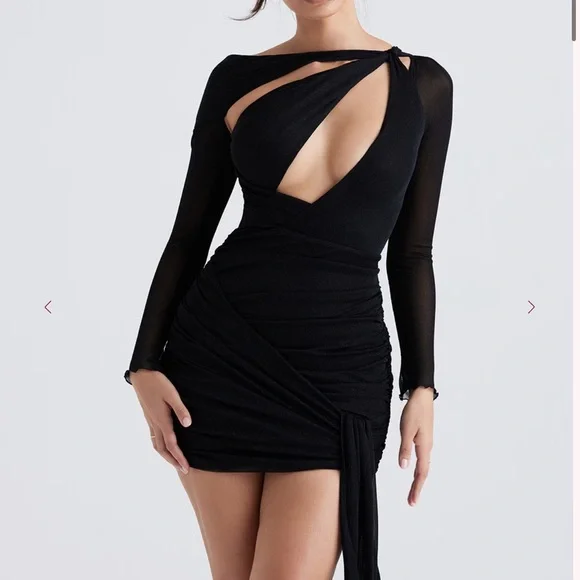 House of CB | Dresses | House Of Cb Santa Black Glitter Cutout Mini Dress  Size L | Poshmark